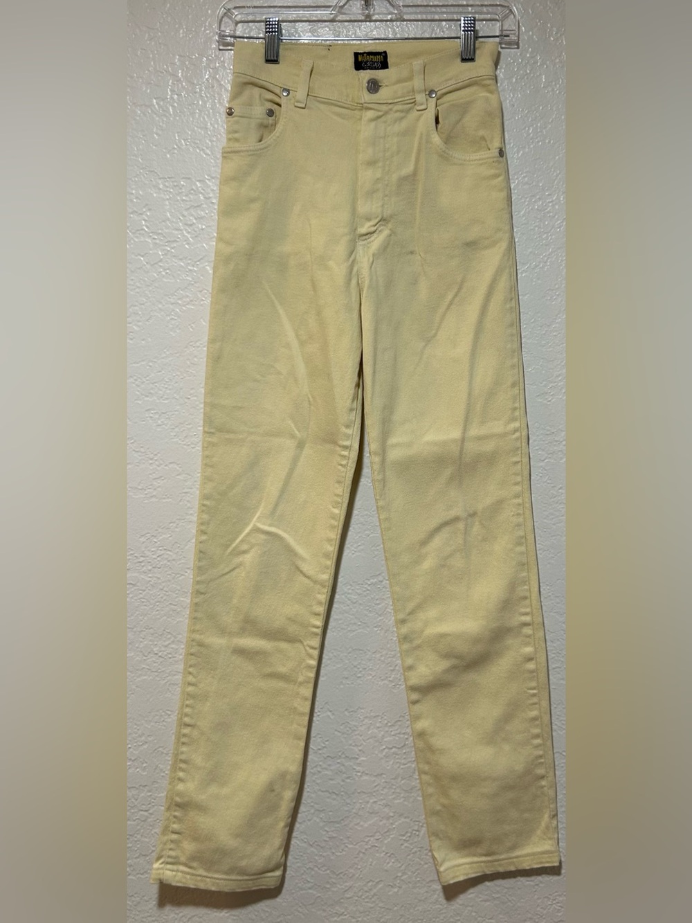 Vitamina (Italian) Slim High-Rise Skinny Pants in Pale Yellow